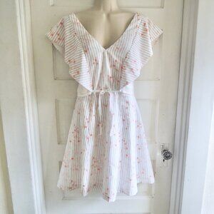 Club Monaco Portiana Dress Sea Coral Ruffle Top 12 NWT